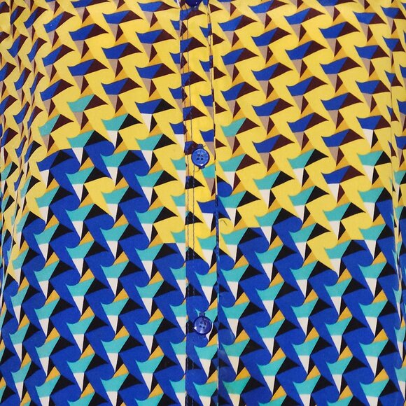 Marc by Marc Jacobs Tank Top Womens M Gold Blue Pinwheel Tunic Silk Medium - Picture 3 of 7